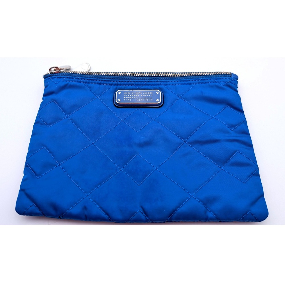 Marc by Marc Jacobs Royal Blue Quilted Nylon Cosmetic Pouch‎ Makeup Bag Zip Case